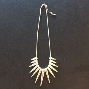 Silver Spike & Fringe Statement Necklace